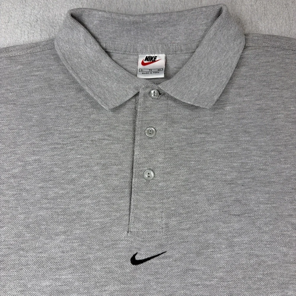 Vintage Nike Center Swoosh Polo Shirt Mens XL Gray 90s Retro
